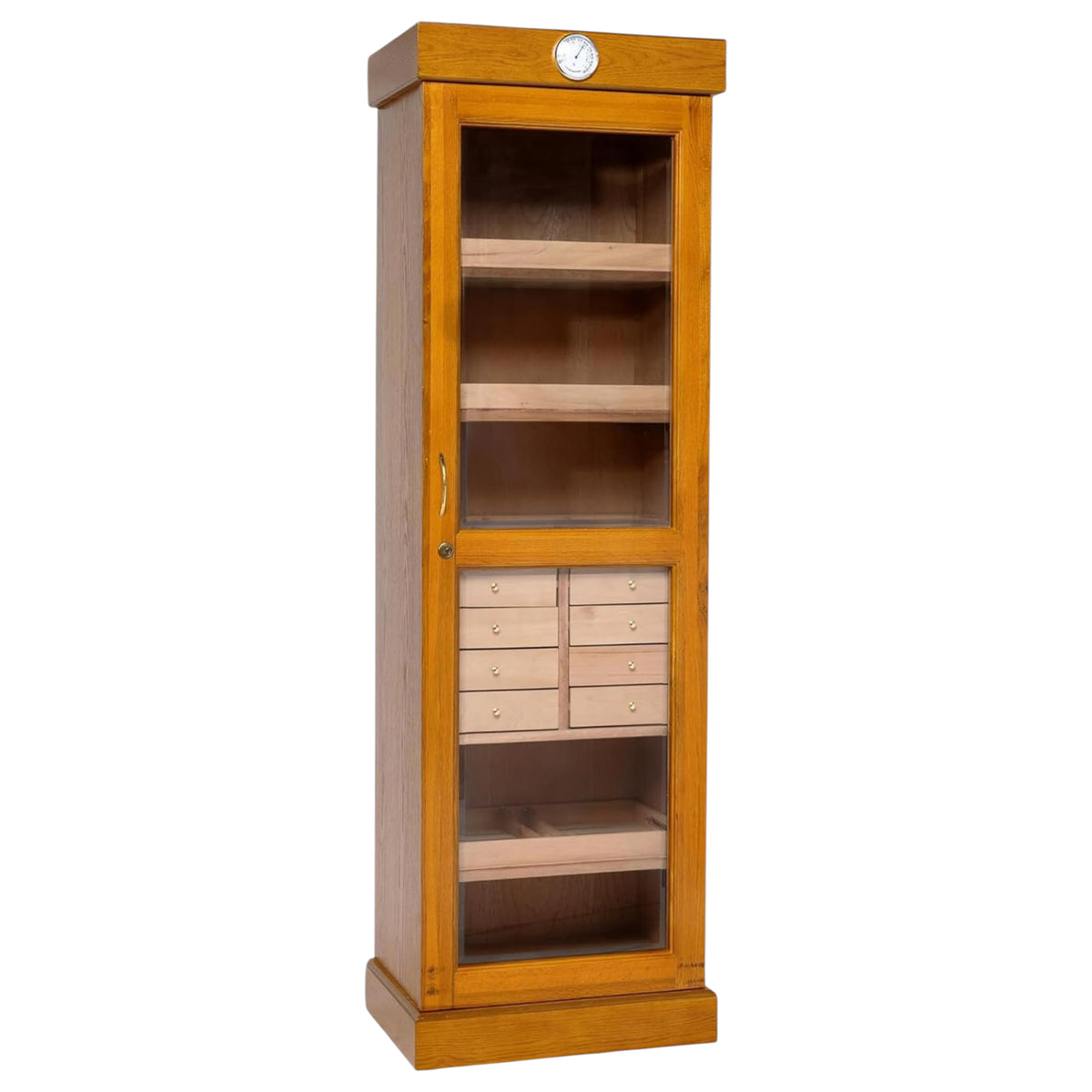 Humidor Supreme Oak Cigar Cabinet Tower Kit with Drawers (2,000+ Cigars)