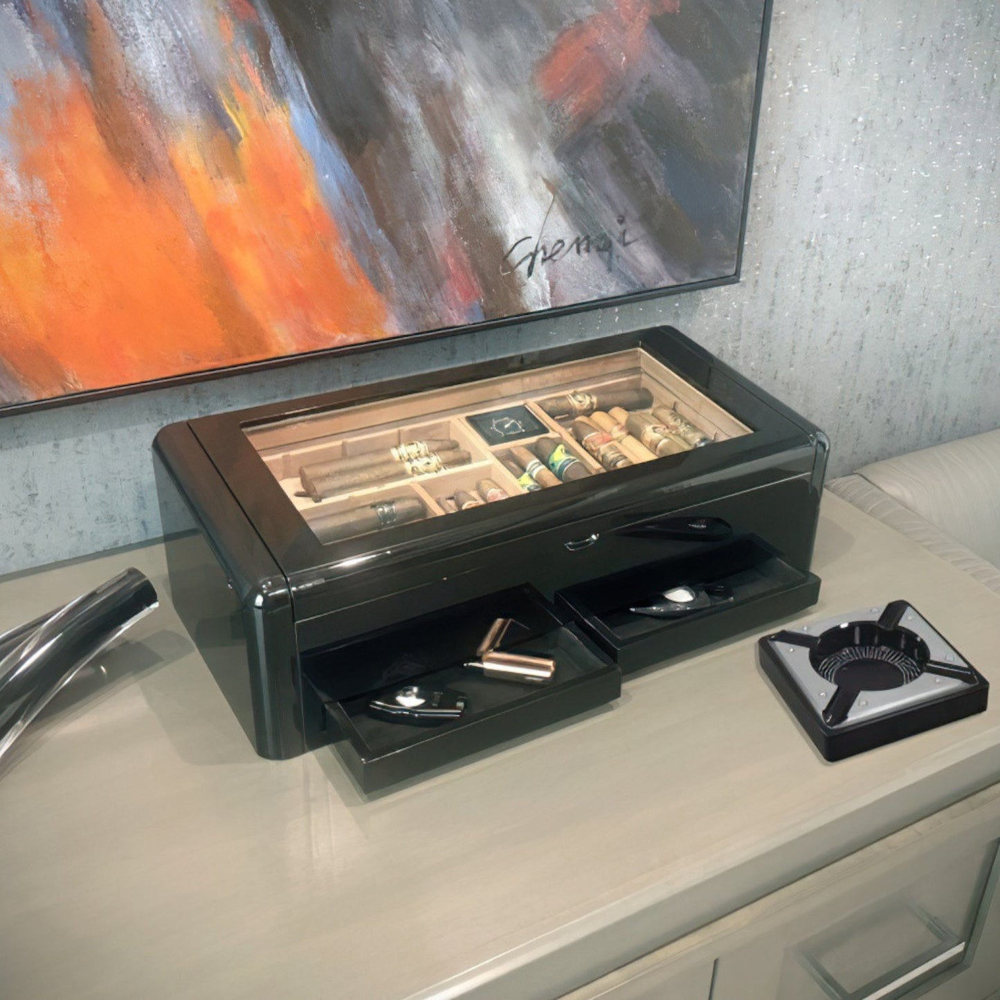 Baldwin Desktop Humidor with Storage - 150 Cigars