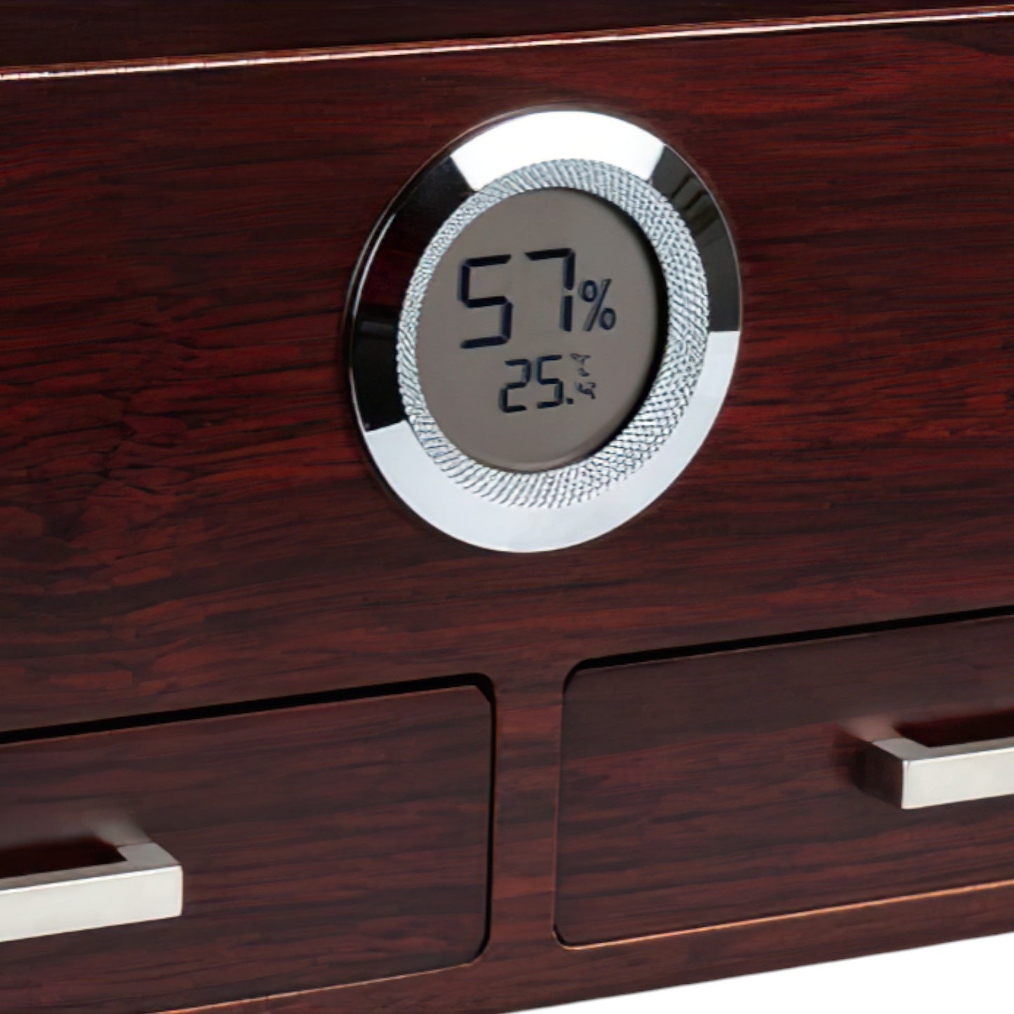 The Chalet 50-Cigar Cherry Glasstop Humidor with Accessory Drawers