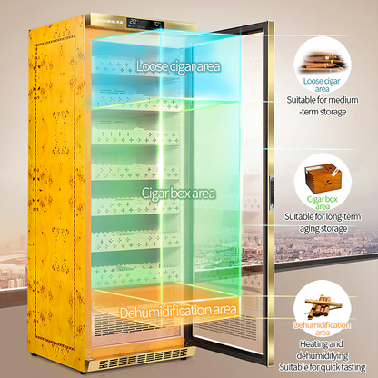 Raching MON5800A Gold Burl 3000-Cigar Climate Control Humidor