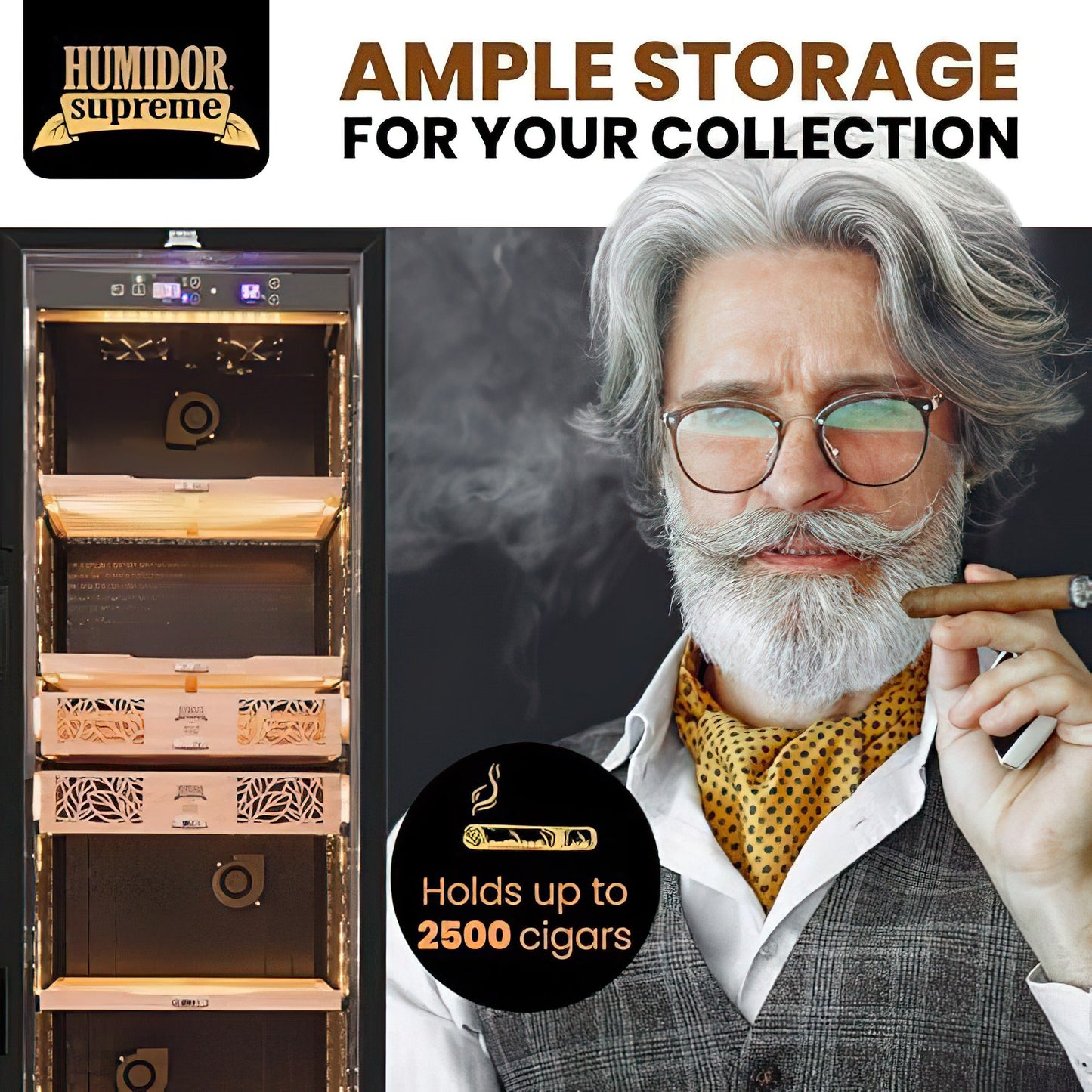 Humidor Supreme® Large Electronic Humidor - 2500 Cigars
