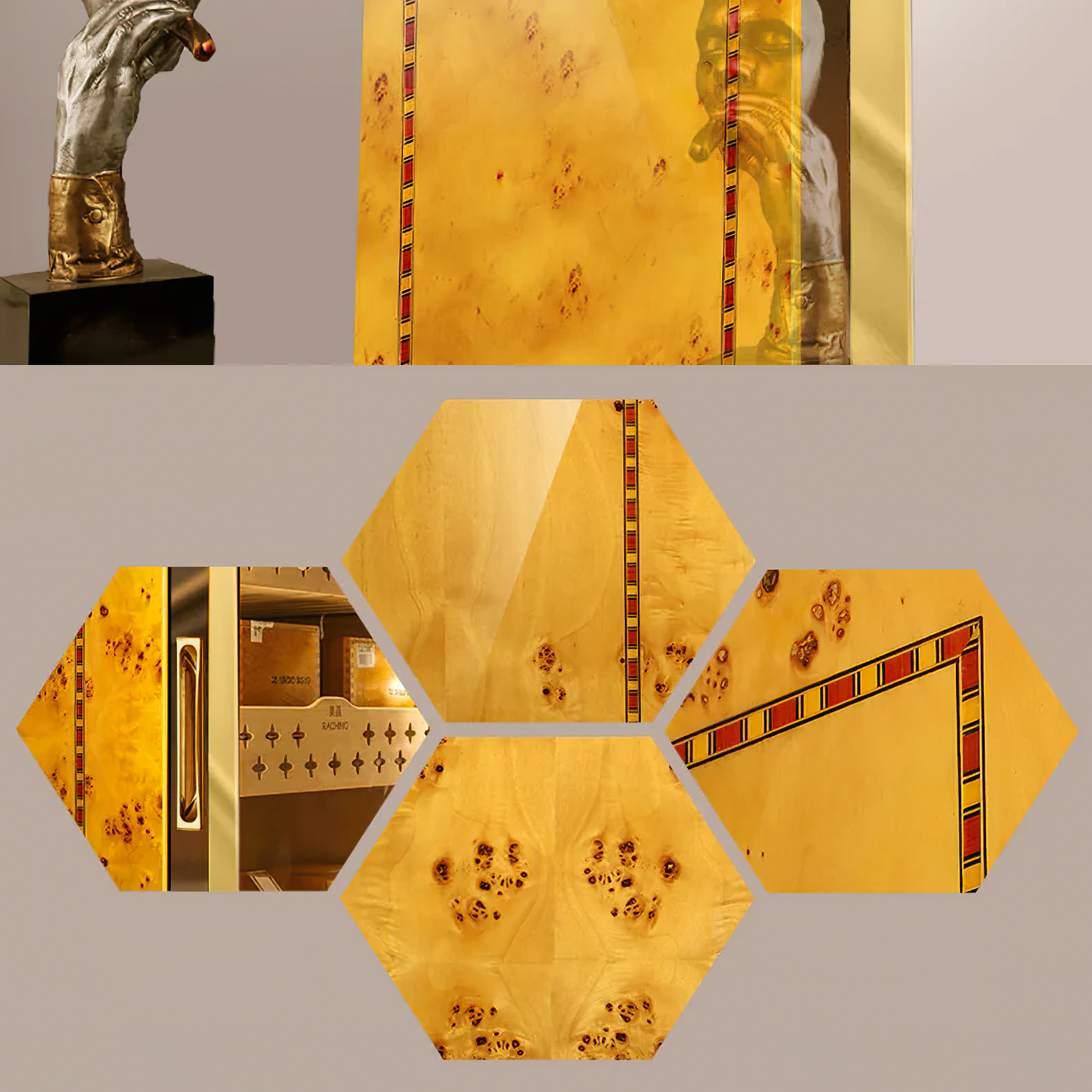 Raching MON5800A Gold Burl 3000-Cigar Climate Control Humidor
