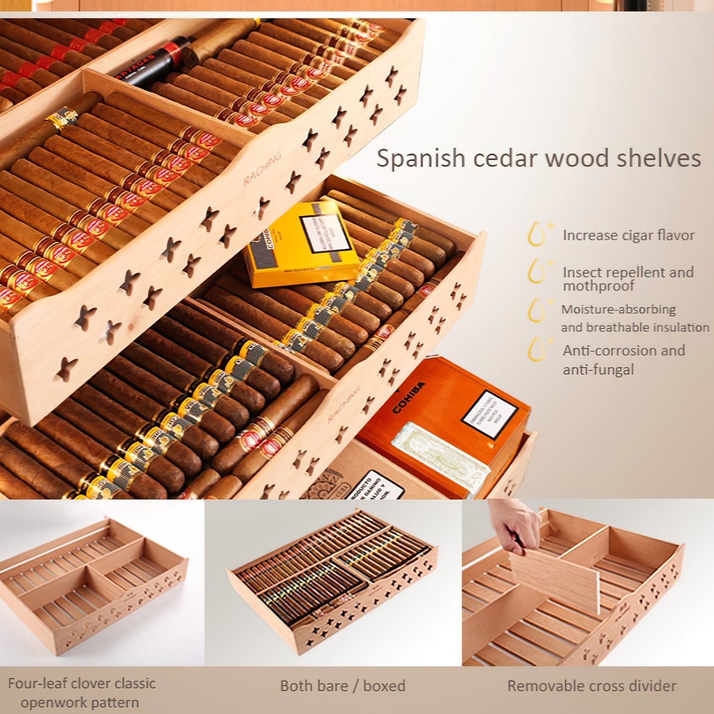 Raching MON1800A Gold Burl - 1200 Cigars