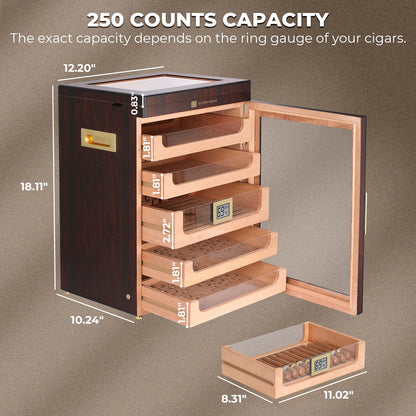 Glencreag M26FM-T Humidor Cabinet with Top Storage (250 Cigars)