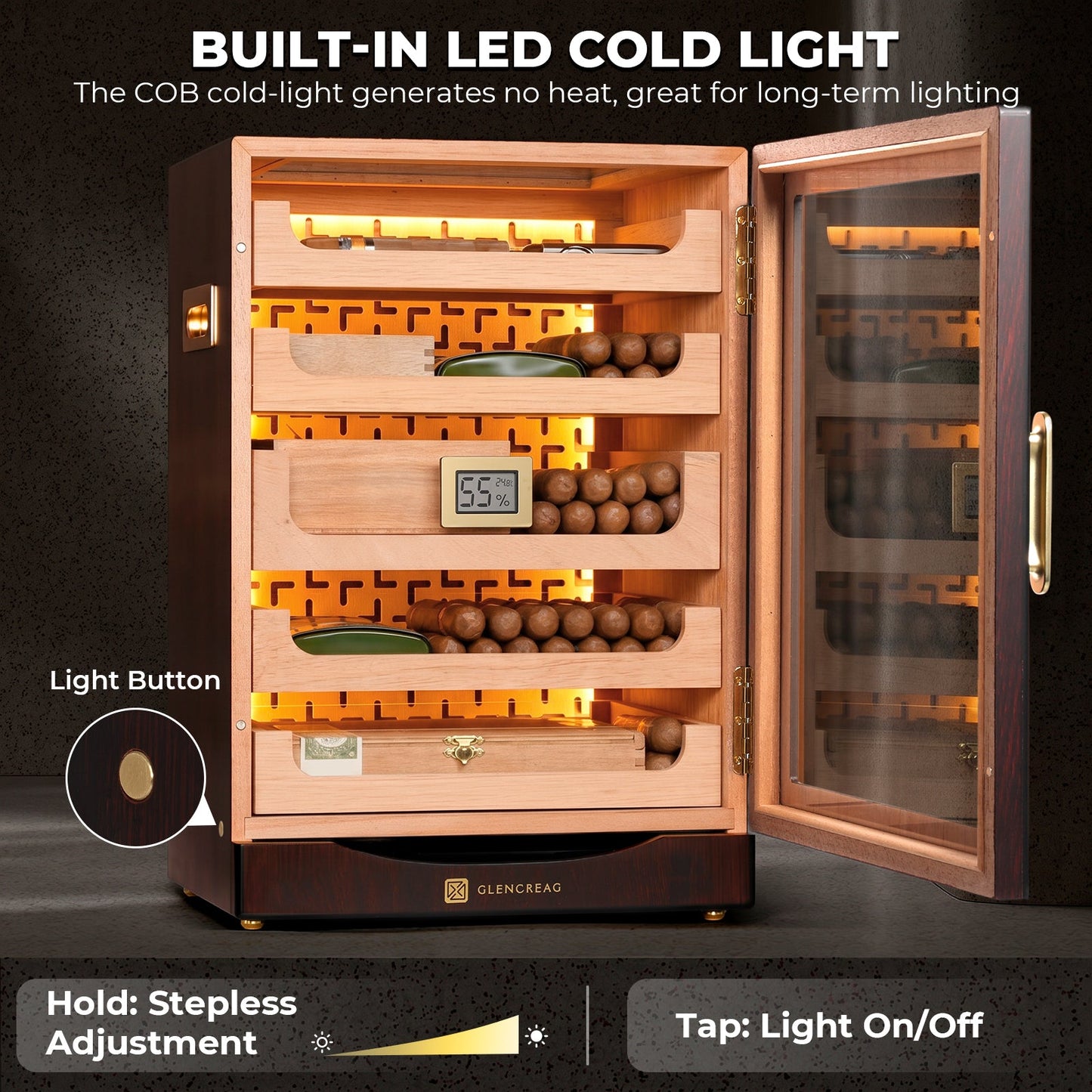 Glencreag M26FM-B Classic Cigar Humidor Cabinet - 250 Capacity