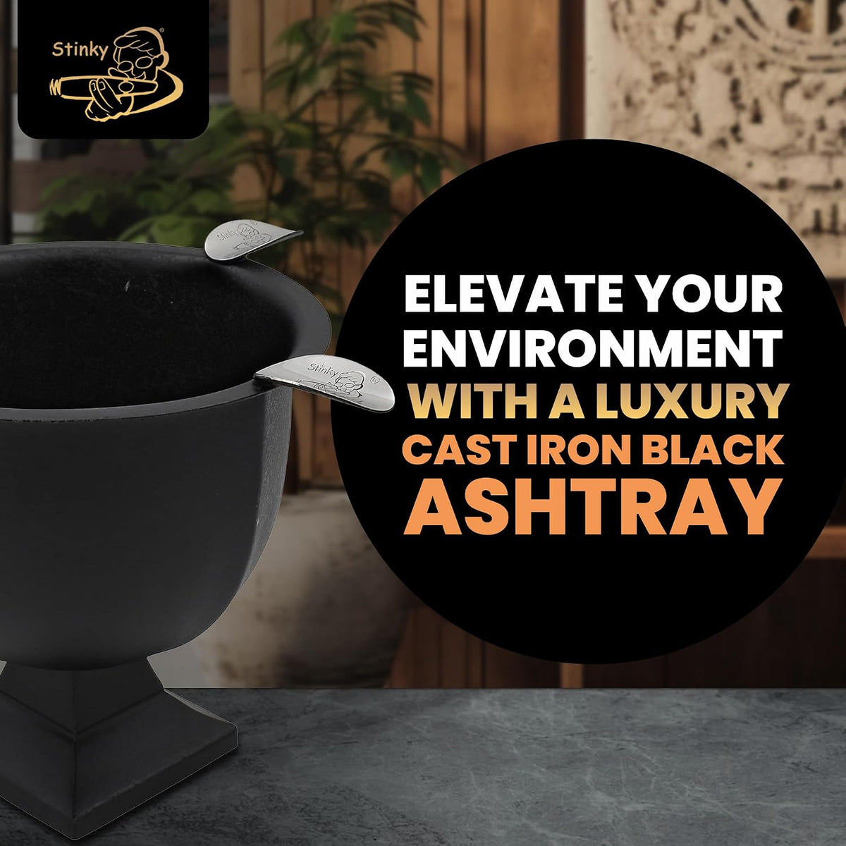 Stinky Cigar® Box Pressed 4-Stirrup Deep-Bowl Ashtray