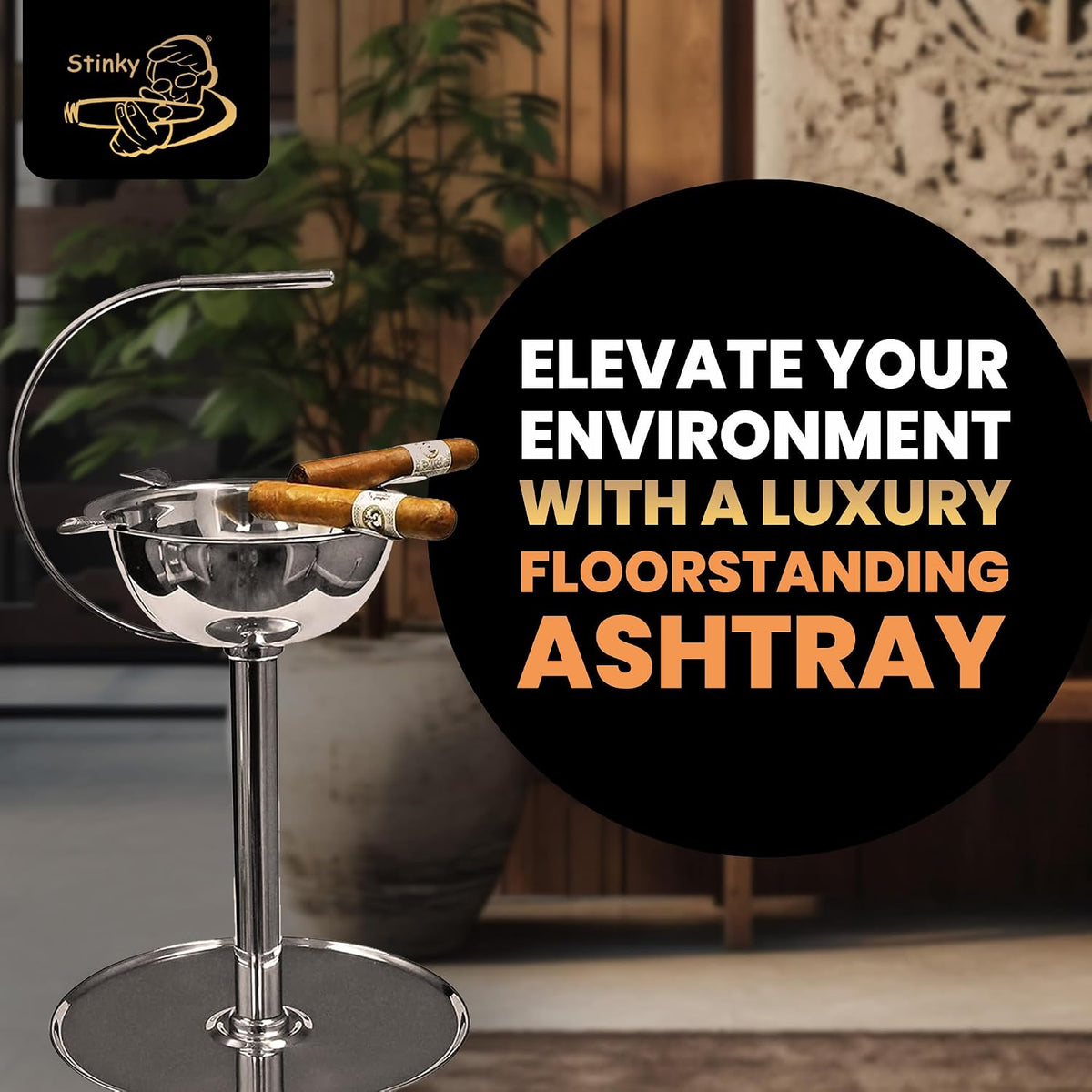 Stinky Cigar Floor Standing Ashtray with Accessory Tray