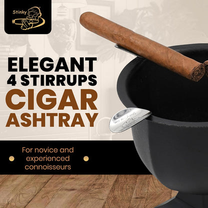 Stinky Cigar® Box Pressed 4-Stirrup Deep-Bowl Ashtray