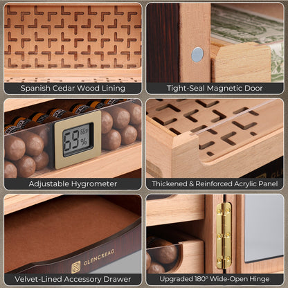 Glencreag M26FM-B Classic Cigar Humidor Cabinet - 250 Capacity