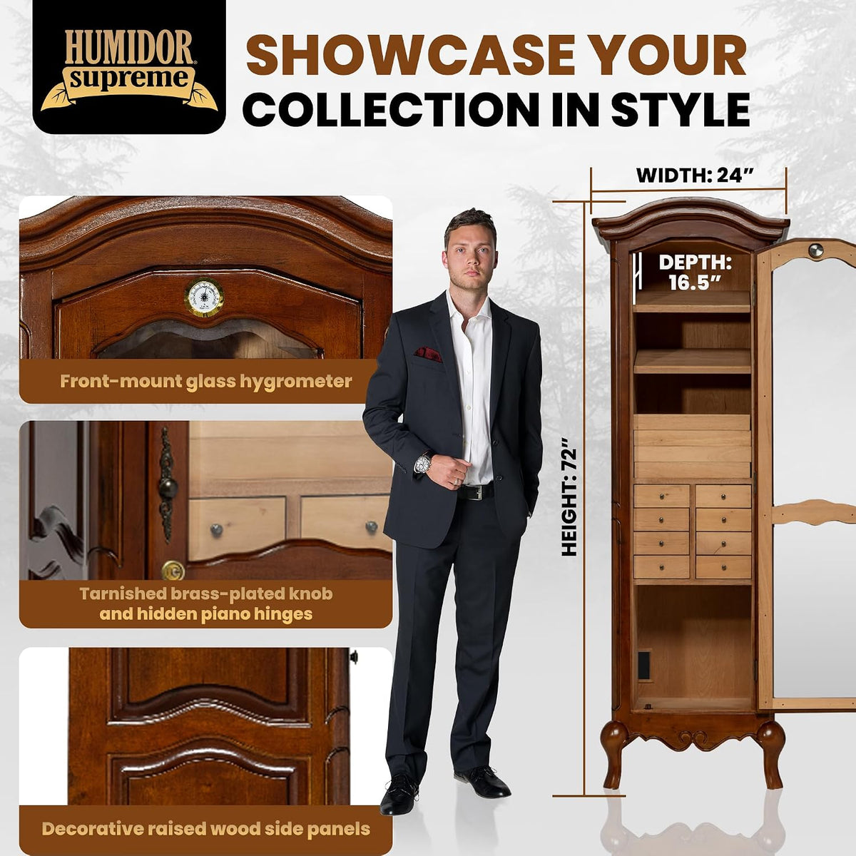 Humidor Supreme Antique Mahogany Tower Kit (2000+ Cigars)