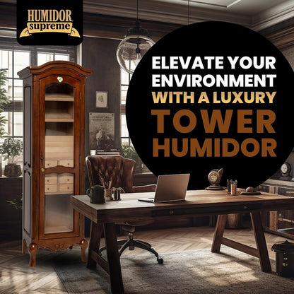 Humidor Supreme Antique Mahogany Tower Kit (2000+ Cigars)