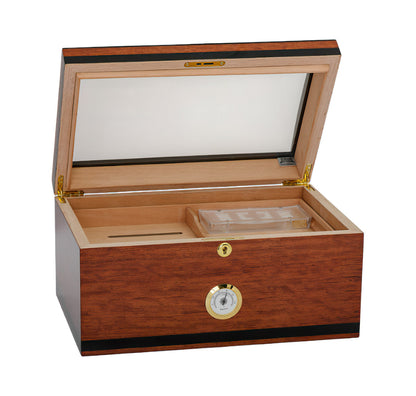 Humidor Supreme Aveiro Cherry Glass Top Humidor – 125 Cigar Capacity