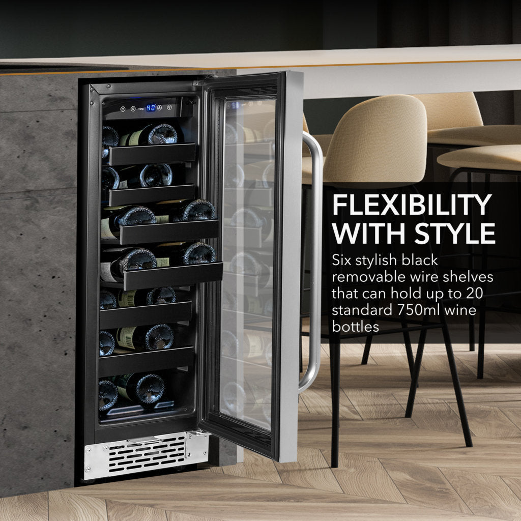 Whynter 20-Bottle Undercounter Built-In Wine Cooler Single Zone