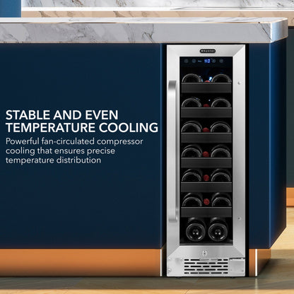 Whynter 20-Bottle Undercounter Built-In Wine Cooler Single Zone