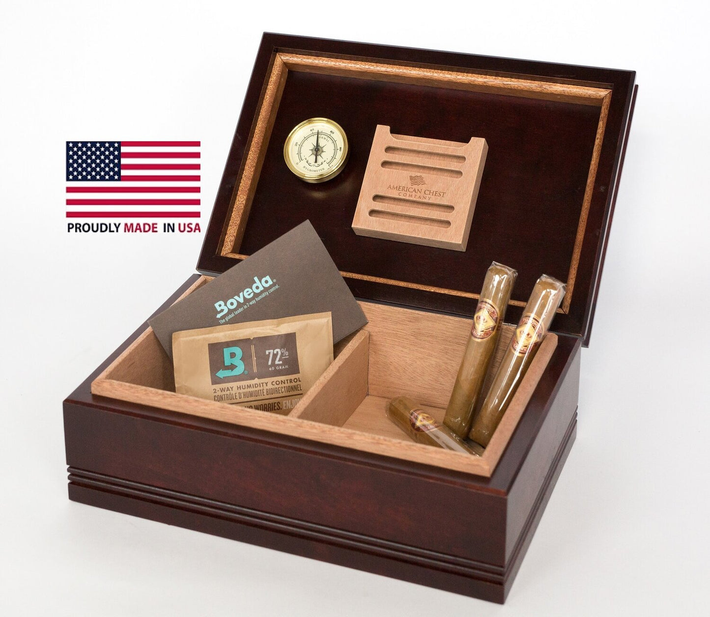 American Chest Amish WoodTop Humidor (Mahogany) - 75 Cigars