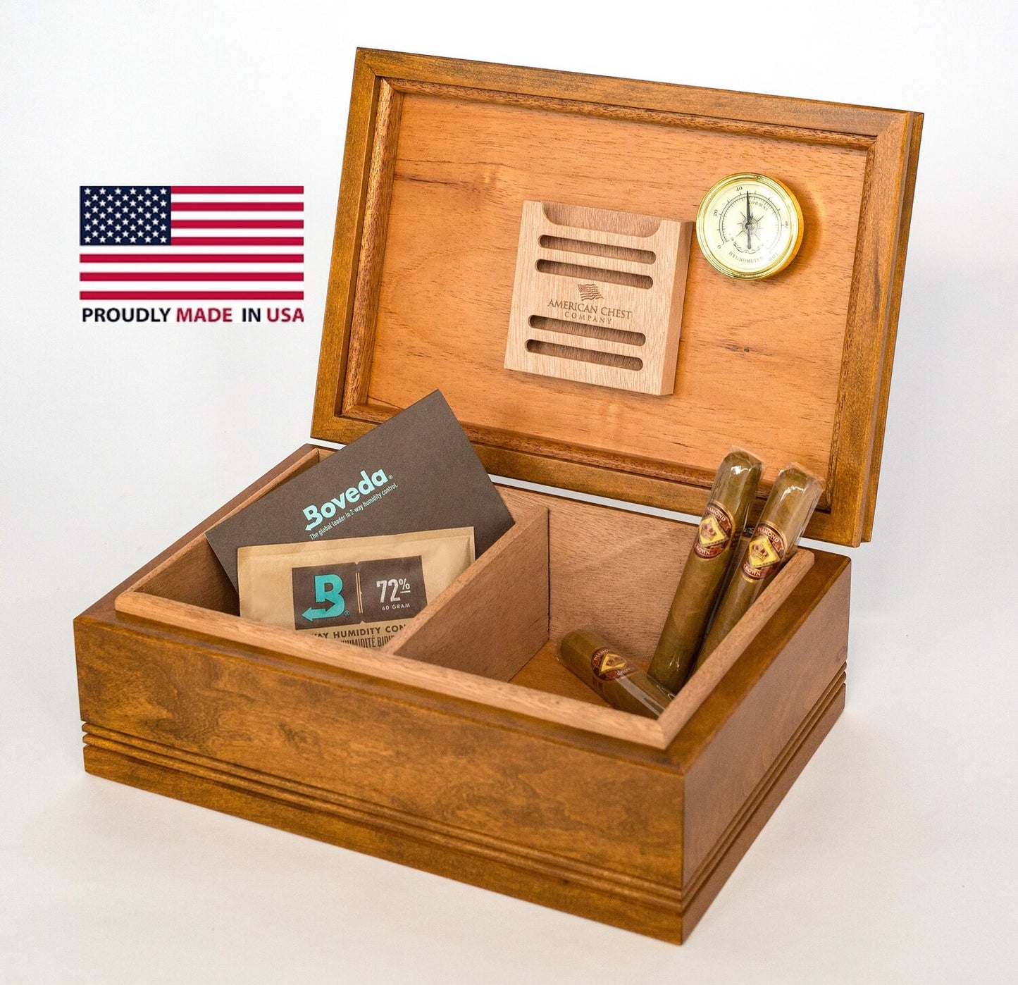 American Chest Amish WoodTop Humidor (Walnut) - 75 Cigars