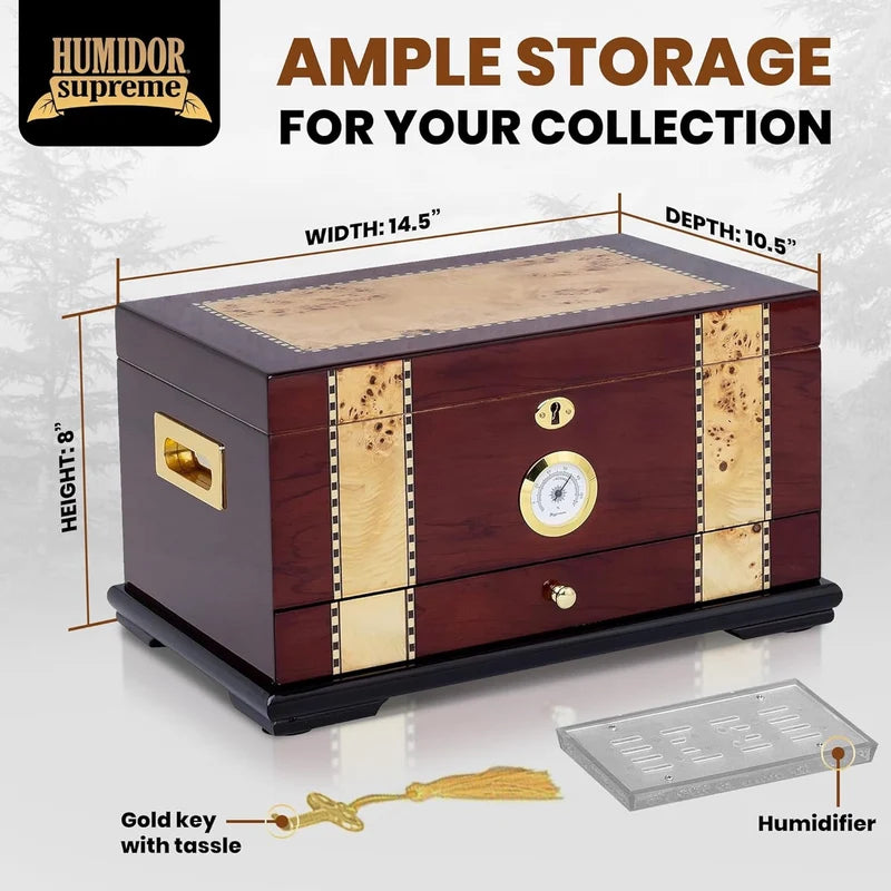 Humidor Supreme Solana 100-Cigar Desktop Humidor