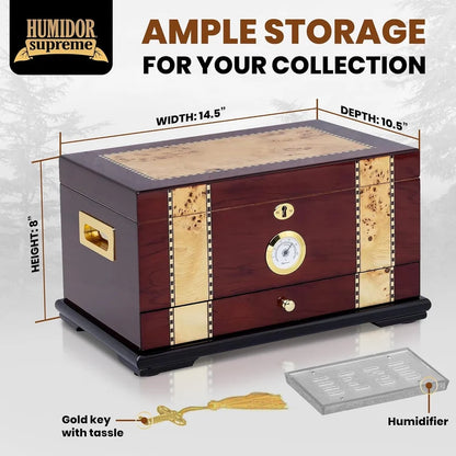 Humidor Supreme Solana 100-Cigar Desktop Humidor