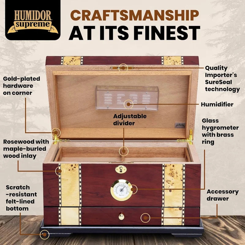 Humidor Supreme Solana 100-Cigar Desktop Humidor