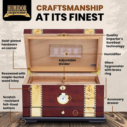 Humidor Supreme Solana 100-Cigar Desktop Humidor
