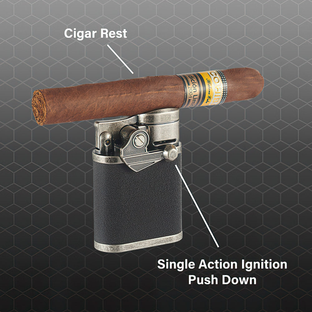 The Visol Orient Gunmetal and Black Crackle Quad Torch Cigar Lighter