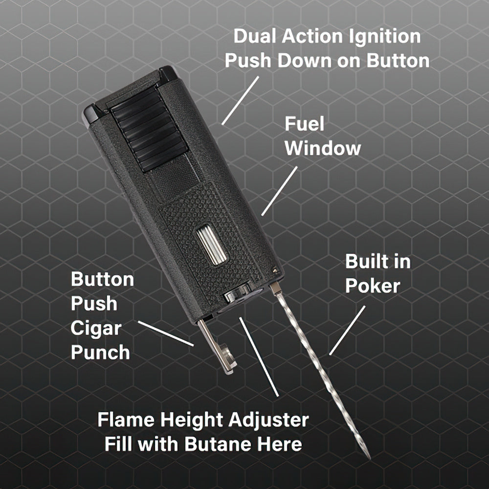 Visol Striker Triple Flame Torch Lighter - Black