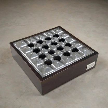 Smokin' Ash Rockford Grid Cigar Ashtray - Aluminum & Mango Wood