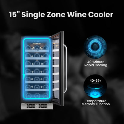 Whynter 33-Bottle Built-In Wine Cooler Single Zone