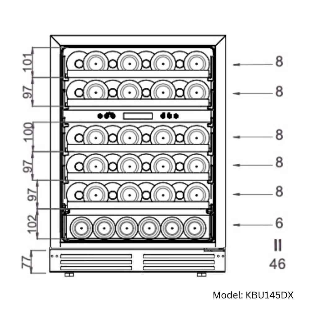 KingsBottle 46-Bottle Dual-Zone Undercounter Wine Fridge