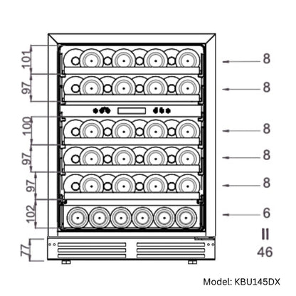 KingsBottle 46-Bottle Dual-Zone Undercounter Wine Fridge