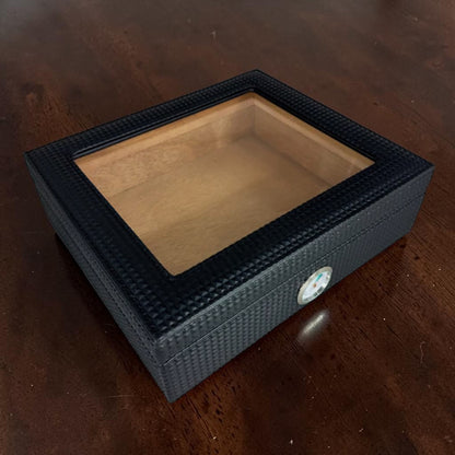 Visol Marvel Diamond Pattern Black Leather Desktop Humidor