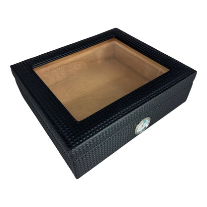 Visol Marvel Diamond Pattern Black Leather Desktop Humidor
