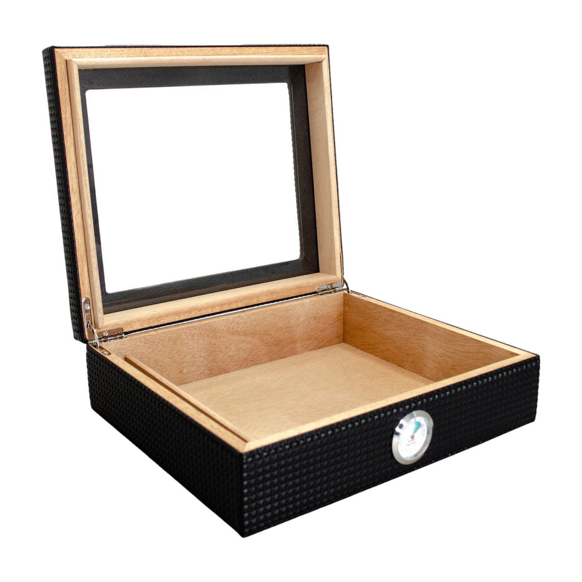 Visol Marvel Diamond Pattern Black Leather Desktop Humidor