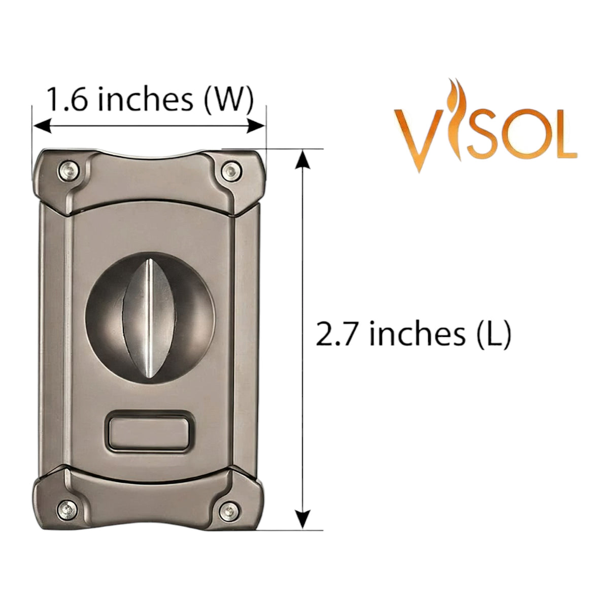 Visol Ferris Gunmetal V-Cut Cigar Cutter with Built-In Punch
