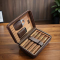 The Manhattan Spanish Cedar Brown Leather Travel Humidor Gift Set