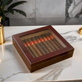 The Chateau Cherry 20-Cigar Glasstop Desktop Humidor