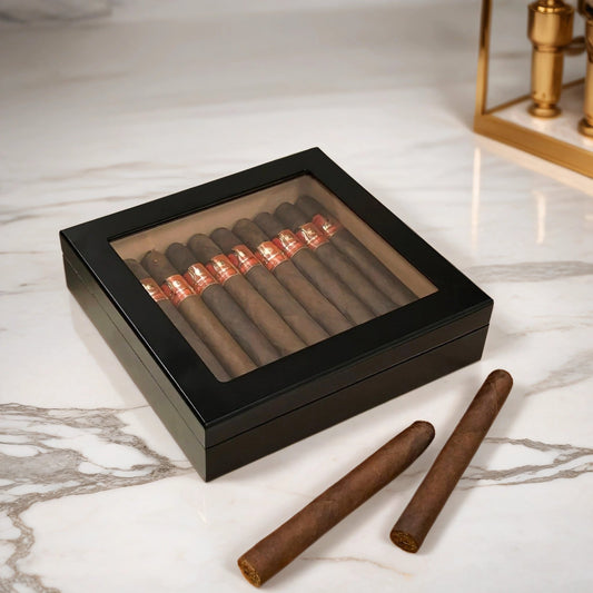 Chateau Glasstop (Black) - 20 Cigar Humidor - Refined Traditions