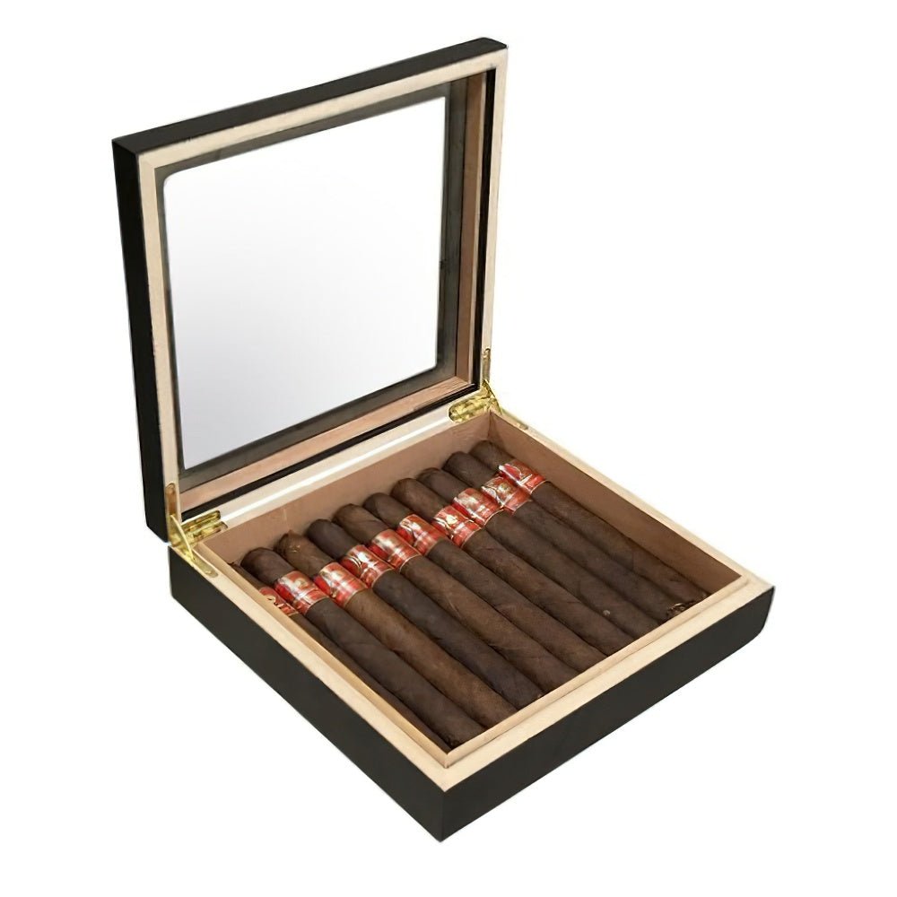 Chateau Glasstop (Black) - 20 Cigar Humidor - Refined Traditions