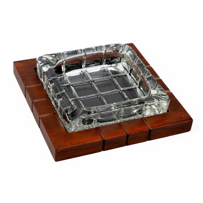 Cross-Hatched Crystal Ashtray