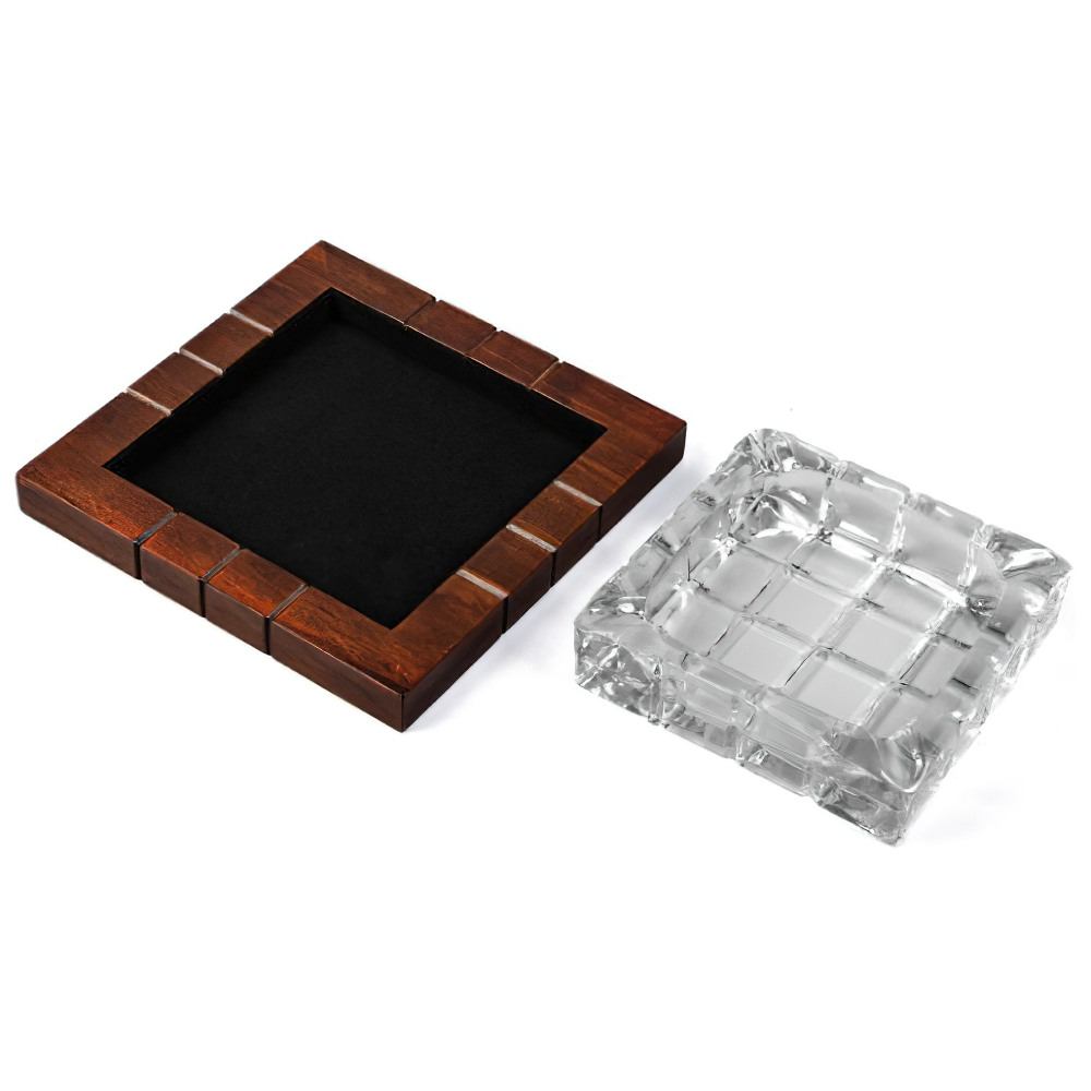 Cross-Hatched Crystal Ashtray