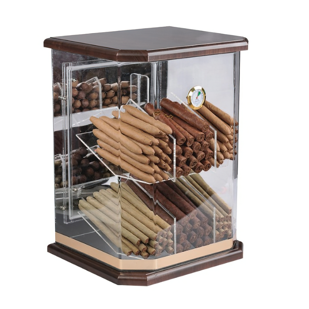 The Franklin Wood Humidor | 150 Cigar Countertop Display – Refined ...