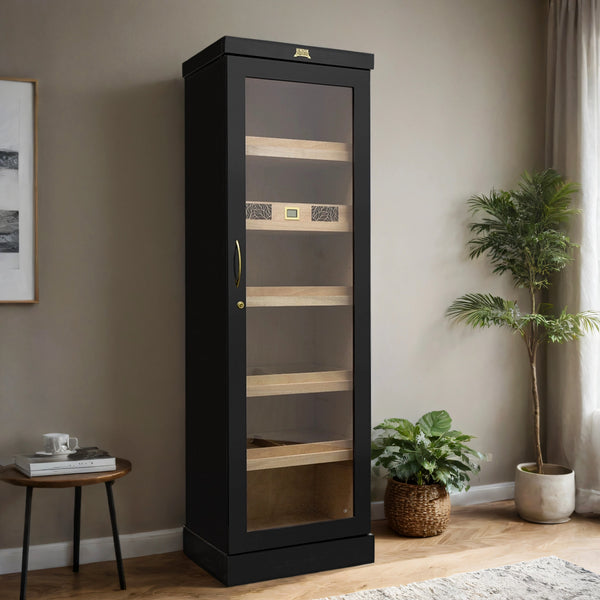 Humidor Supreme 3000-Cigar Black Tower | LED Cabinet Humidor – Refined ...