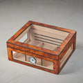 Visol Lorenzo Glasstop Humidor - 75 Cigar Marbled Burlwood Display