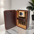 The Manhattan XL Brown Crocodile 10-20 Cigar Travel Humidor Gift Set