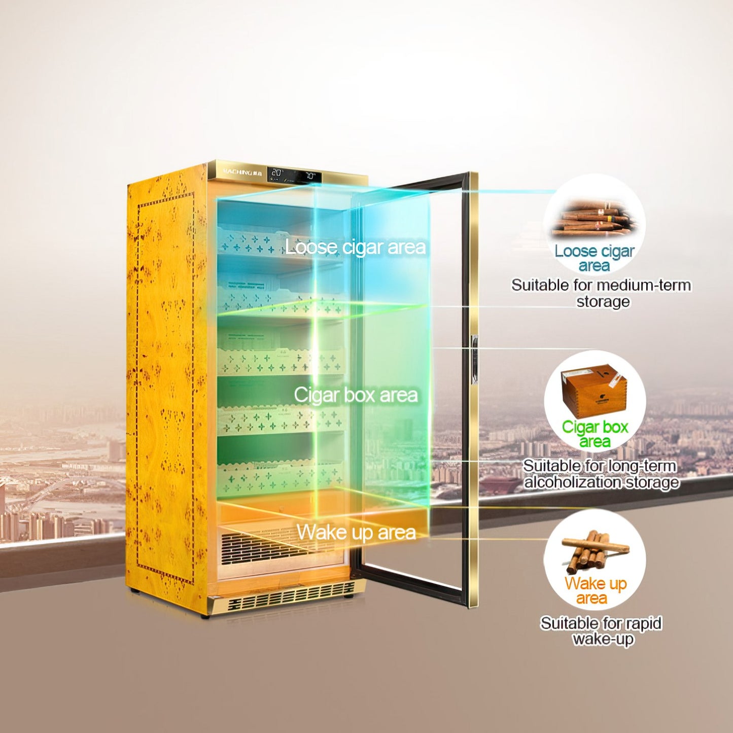 Raching MON1800A Gold Burl - 1200 Cigars