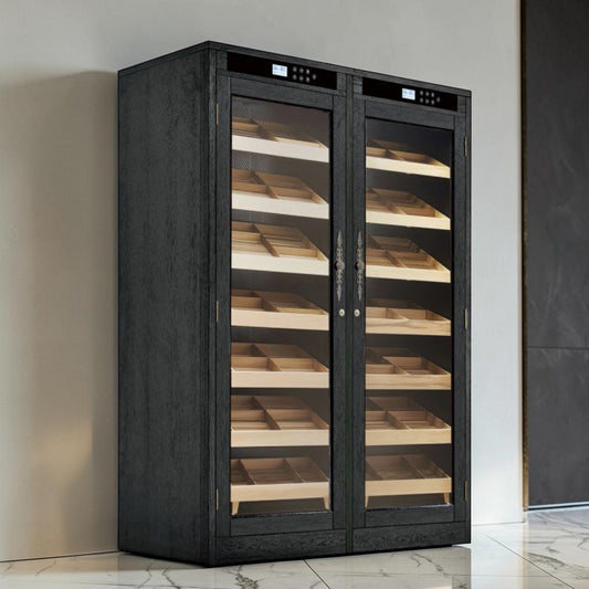 The Reagan Lite Black Oak Dual-Zone Electric Humidor - 4000 Cigar Capacity
