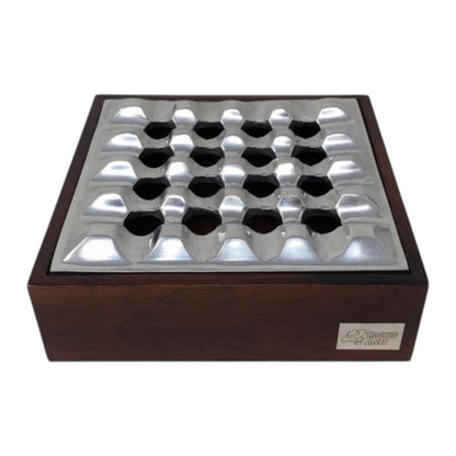 Smokin' Ash Rockford Grid Cigar Ashtray - Aluminum & Mango Wood
