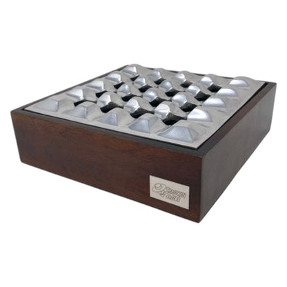 Smokin' Ash Rockford Grid Cigar Ashtray - Aluminum & Mango Wood