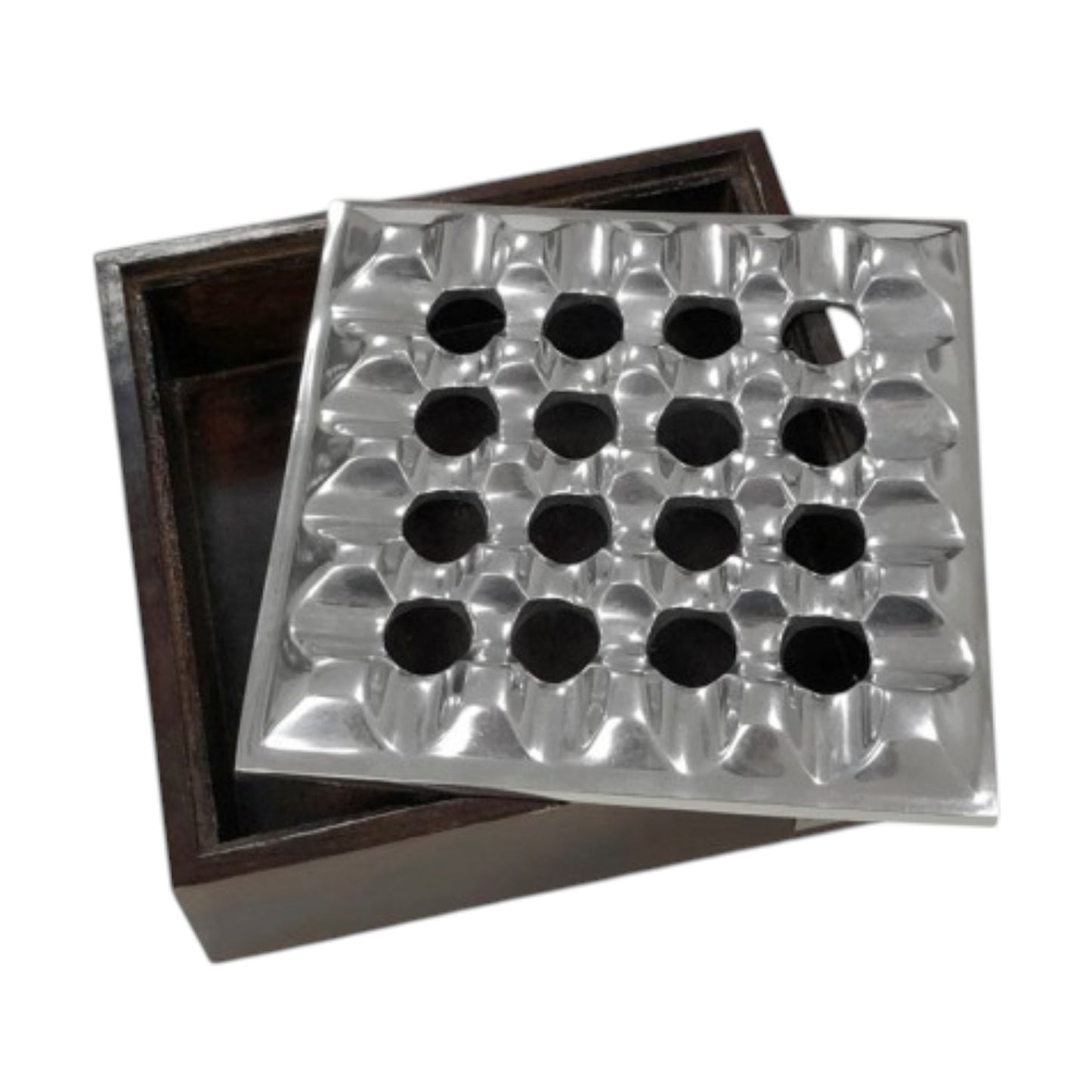 Smokin' Ash Rockford Grid Cigar Ashtray - Aluminum & Mango Wood