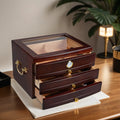 The Regent 75-Cigar Mahogany Desktop Humidor with Storage Drawers